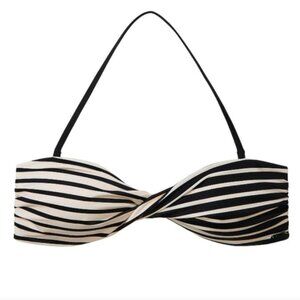 VS PINK Twist It Bandeau Bikini Top - Cream & Black - Size M - 11242280
